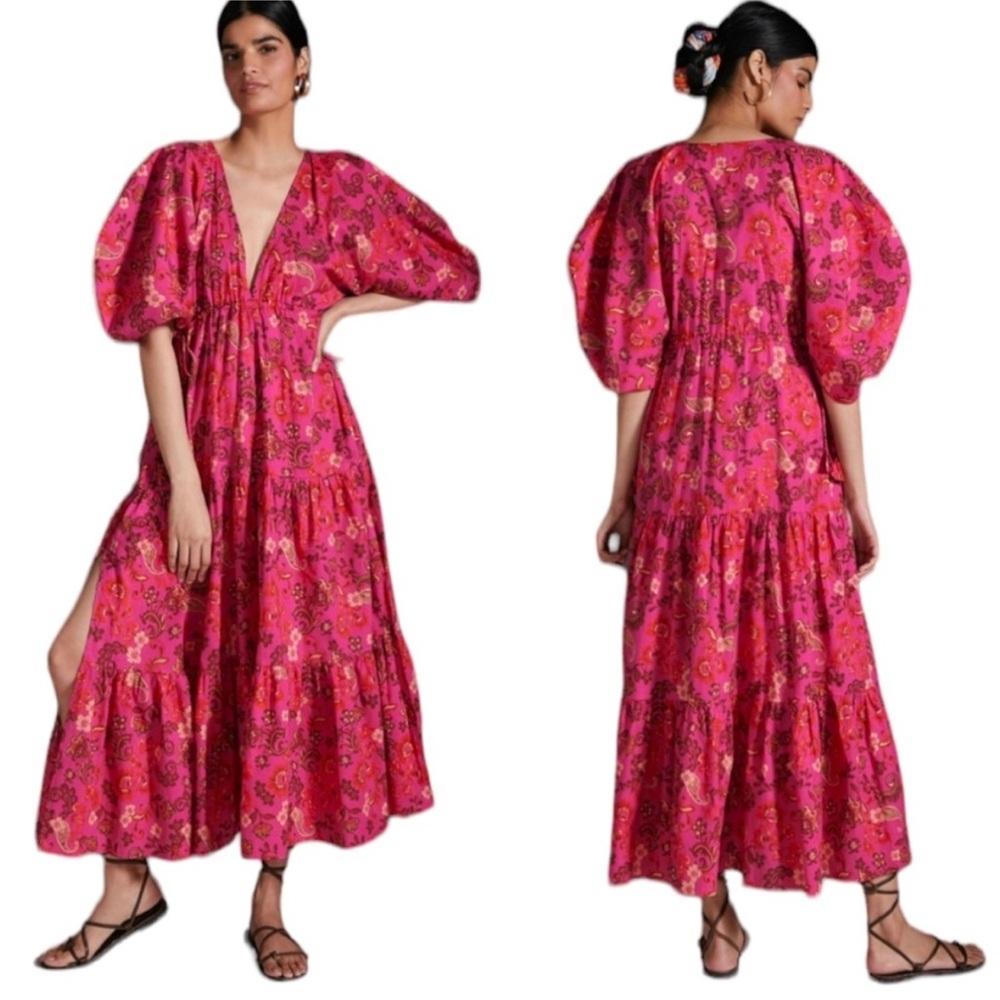 MISA Los Angeles Ysabel Tiered Ruffle Cotton Floral Maxi Dress